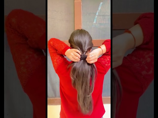 Hair bun hack for long hair #hairstyle #hairstyles #hair #hairbun #messybun #longhair #1million