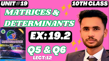 Exercise 19.2 Question 5 & 6 | #Unit19 matrices and determinants | #class10
