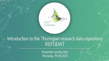 Introduction to the Thuringian research data repository REFODAT