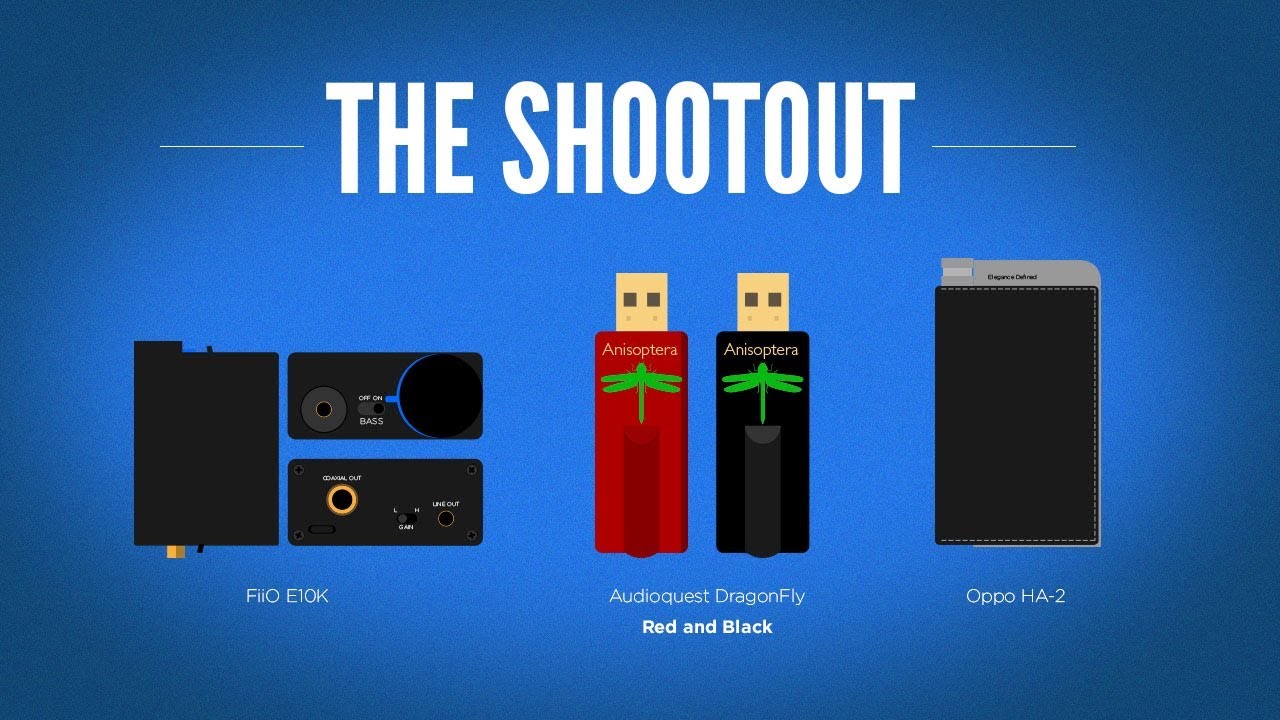 🔫AudioQuest DragonFly Black vs. Red Amp/DAC Shootout (FiiO vs. DragonFly vs. Oppo YouTube