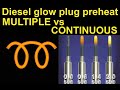 Diesel cold start, glow plug preheat, multiple vs continuous.  Запуск дизеля в мороз, прогрев свечей