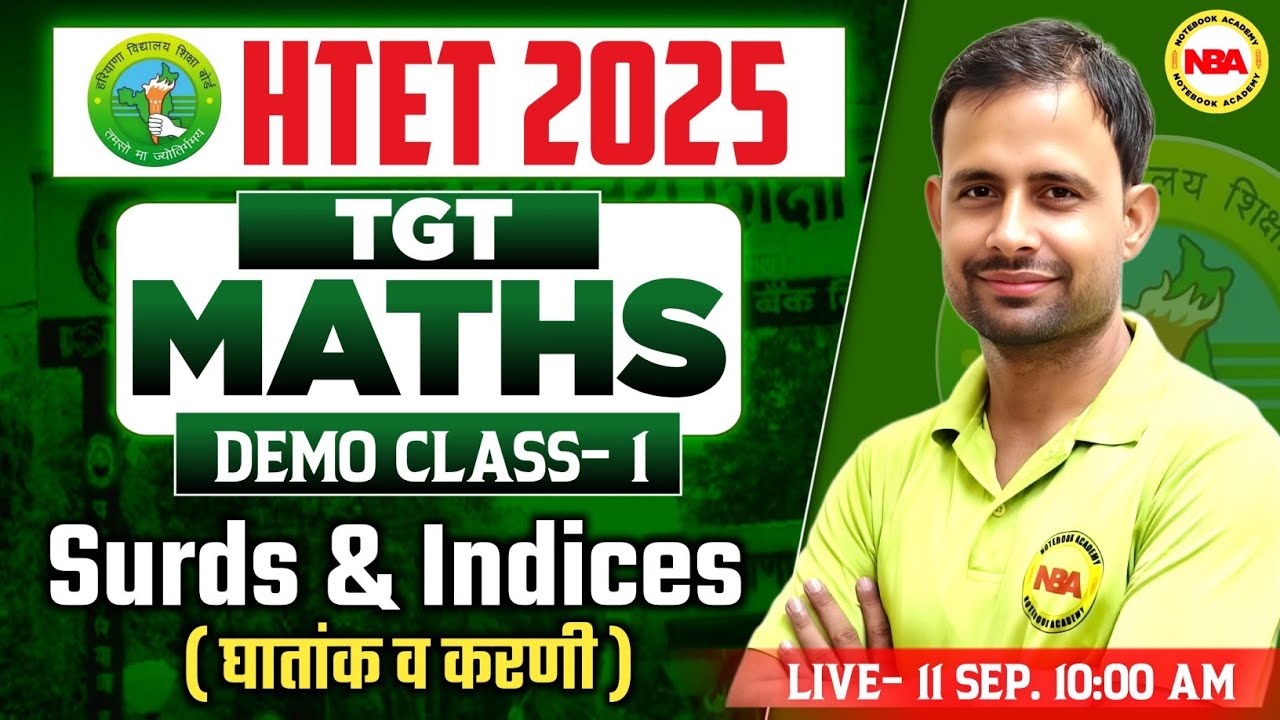 HTET 2025 | TGT Maths Demo Class | Surds & Indices | By Sonu Sir - YouTube