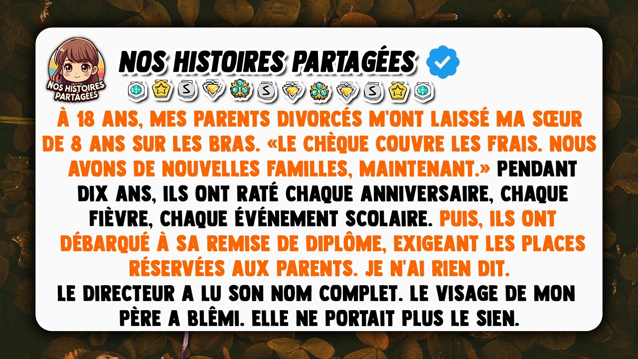 À dix-huit heures, mes parents divorcés sont entrés ensemble dans mon appartement pour la première fois depuis trois mois, et ma mère m’a dit de m’asseoir. Mon père a déposé la valise bleue de ma...