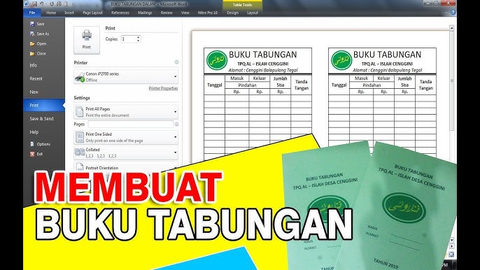 Cara Membuat Buku Tabungan Di Microsoft Word Youtube