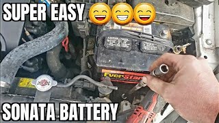 2001 2004 Hyundai Sonata Battery Replace How to Remove Install No Start Needs Jump Weak Dead 2003 02