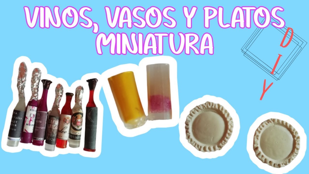 DIY Como hacer botellas de vino, vasos y platos MINIATURA para BARBIE/DOLLHOUSE ITEMS