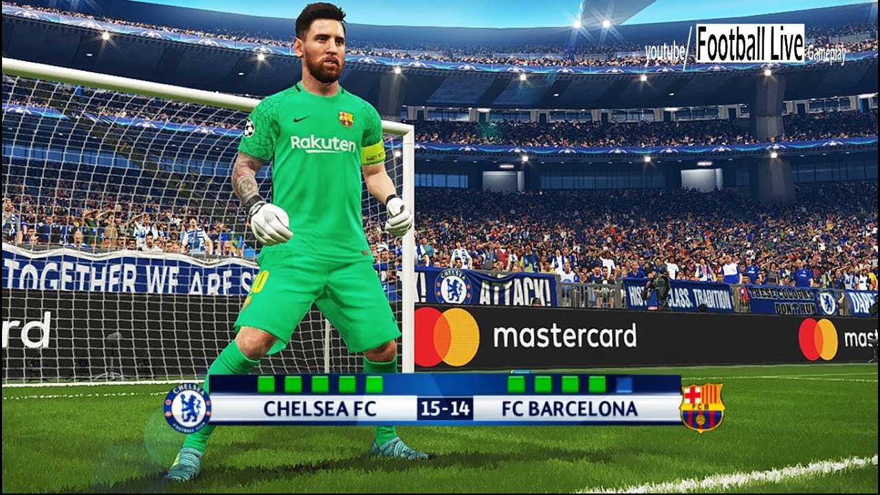 PES 2018 | вратарь Э. Азар против вратаря Л. Месси | Серия пенальти | Челси против Барселоны