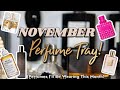 NOVEMBER PERFUME TRAY! PERFUMES I WILL BE WEARING THIS MONTH! | AMY GLAM PERFUME COLLECTION 2023