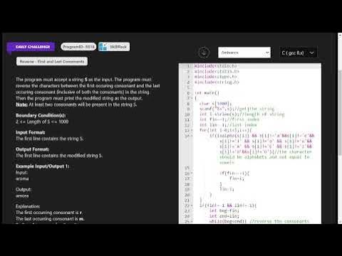 Skillrack Daily Challenge -Reverse first and last consonants-(Program ...