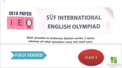 IEO Class 3 paper 2016 || Free Olympiad Course