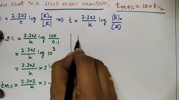 t99.9%=10×t1/2 in a FIRST ORDER REACTION👍