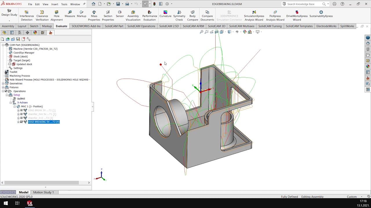 SolidCAM 2021: Edge Breaking - Full 5-Axis