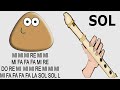 Canción de Pou, flauta dulce fácil, tutorial con animación, easy flute recorder
