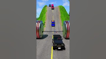 Cars vs Cargo Van Chained Hydraulic Crush - BeamNG.drive #beamng #beamngdrive #shorts