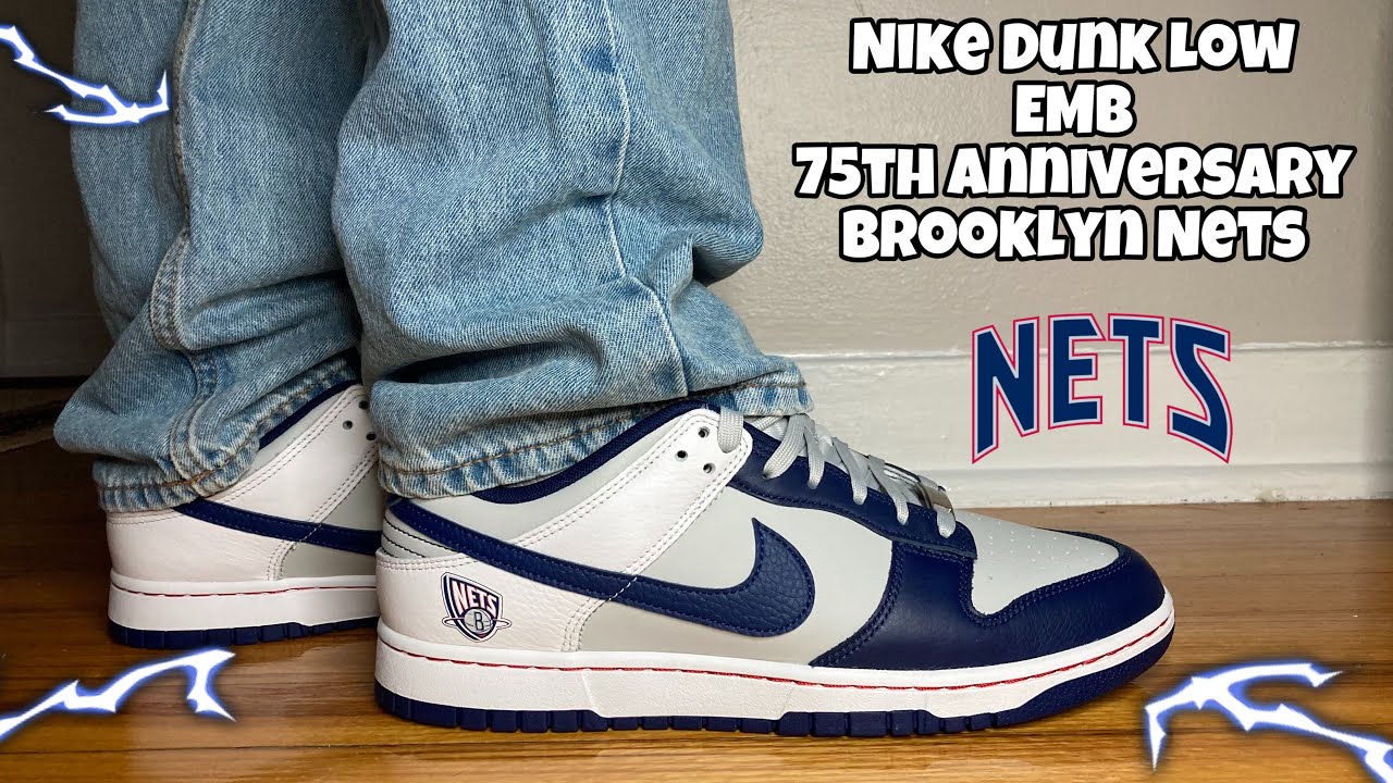 NIKE DUNK LOW EMB NBA 75th ANNIVERSARY BROOKLYN NETS REVIEW & ON FEET!