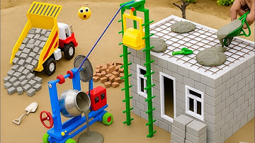 diy mini cemented house construction science project | bricks house making | @MiniTractor100