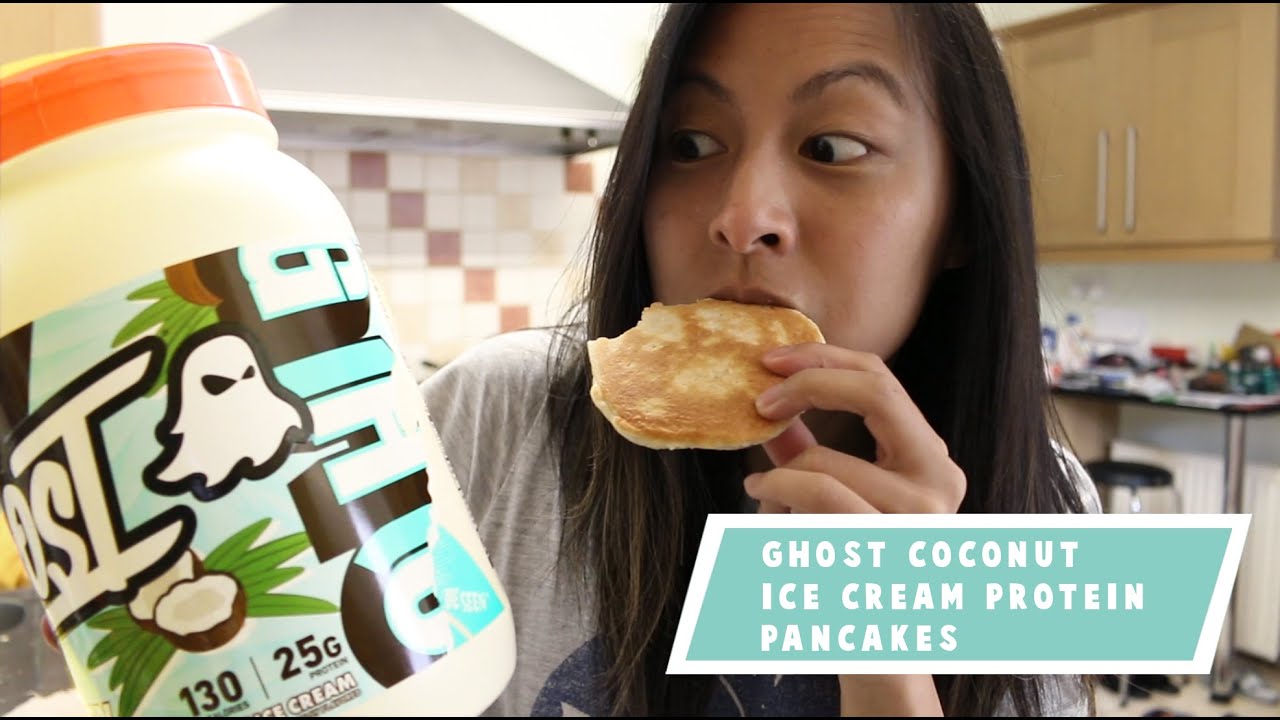 How To Make The Best Protein Pancakes and Smoothie Ghost Coconut Ice