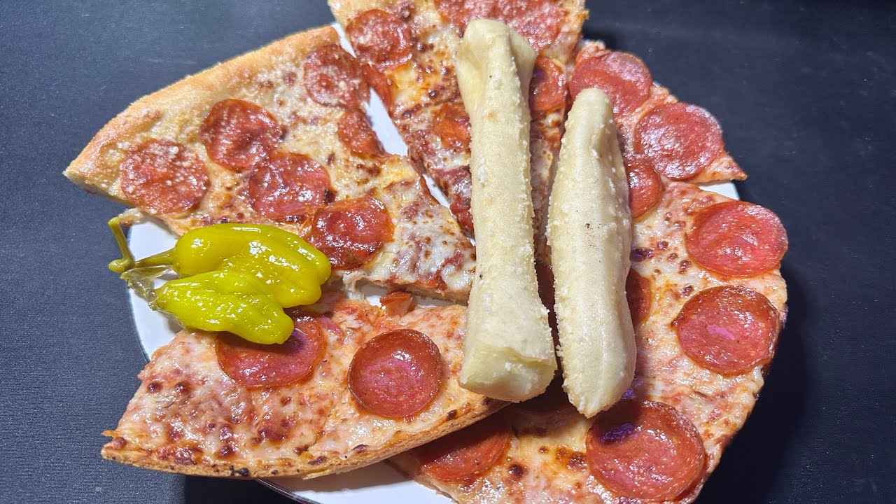 ASMR Little Caesar's Thin Crust Pepperoni And Regular Pepperoni Pizza with Crazy Bread Whispered