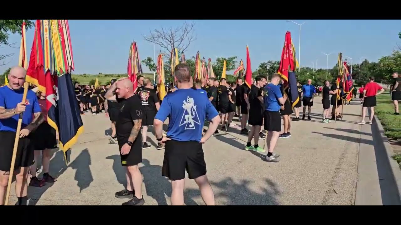 Morning PT with the 1st Infantry Division at Fort Riley, Kansas