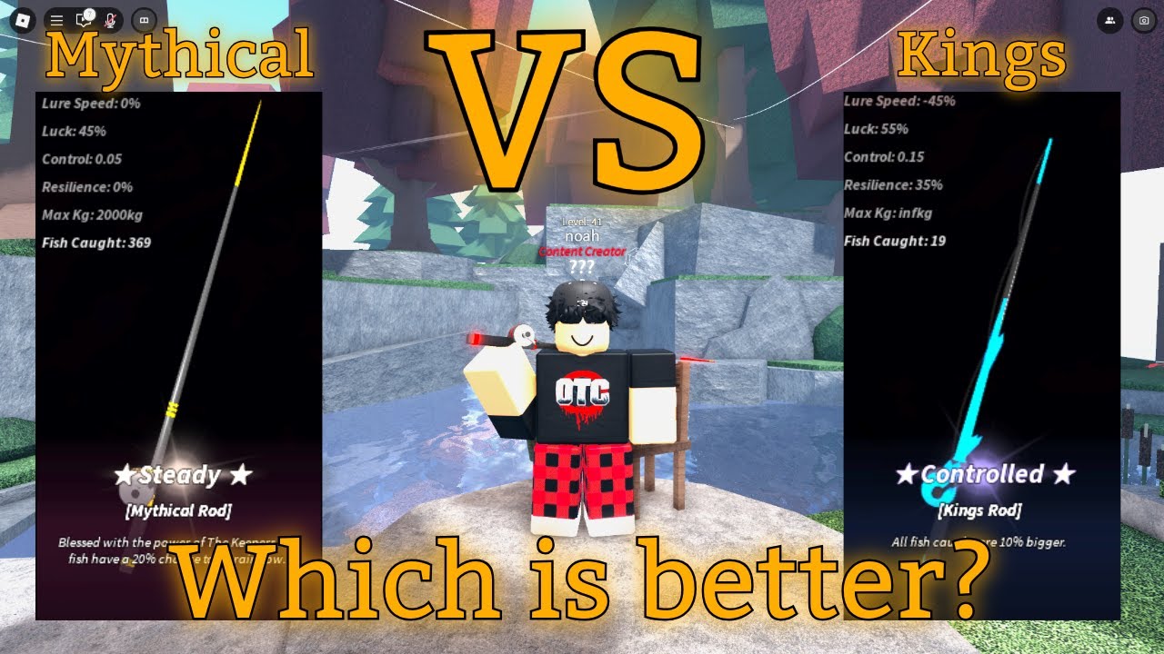 Which Rod is Better in Roblox Fisch? Mythical Rod vs Kings Rod - YouTube