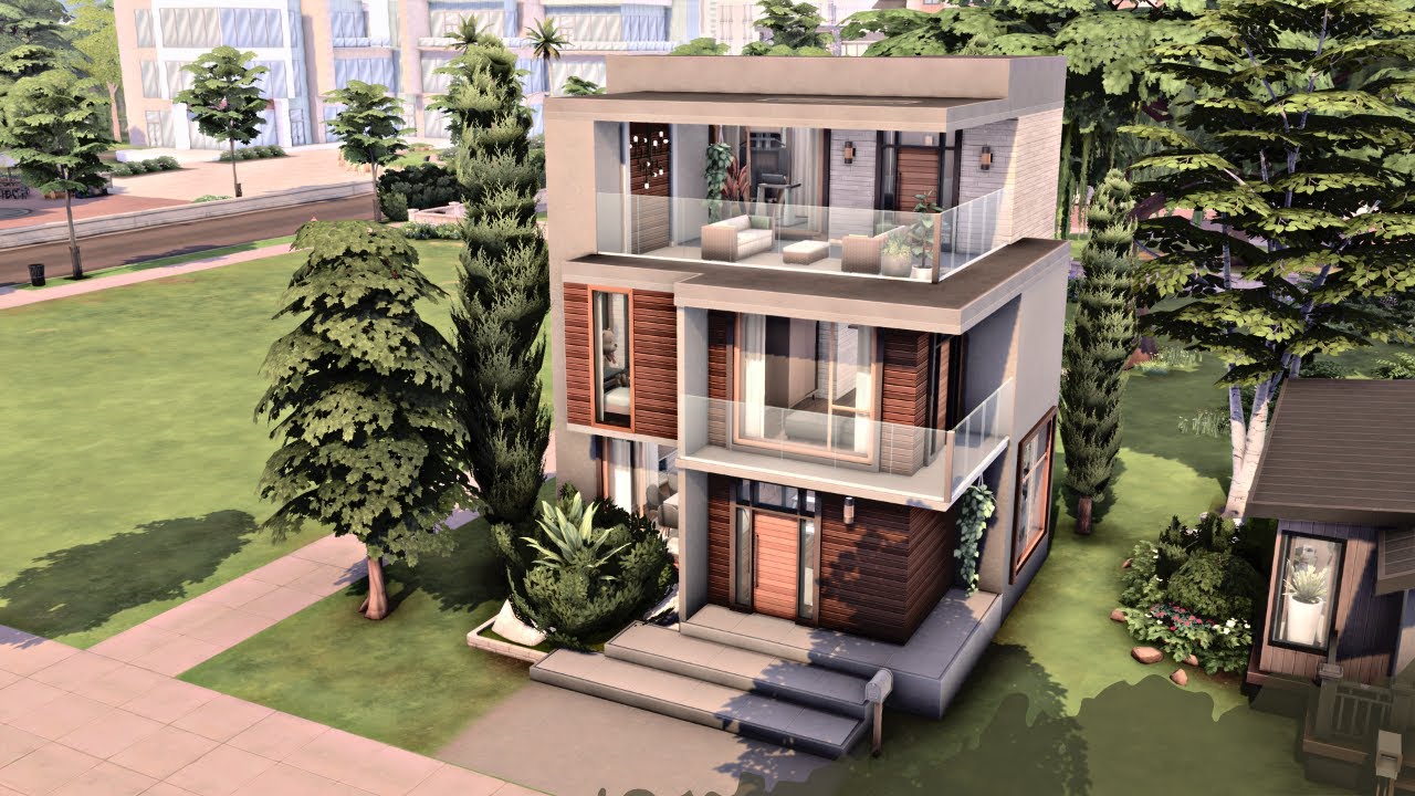 WARM MODERN HOUSE 🏡 The Sims 4 Speed Build | No CC - YouTube