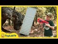 Giant Dinosaurs Nerf Challenge! Life Size T-Rex Dinosaur Chase & Jurassic World Fallen Kingdom Toys