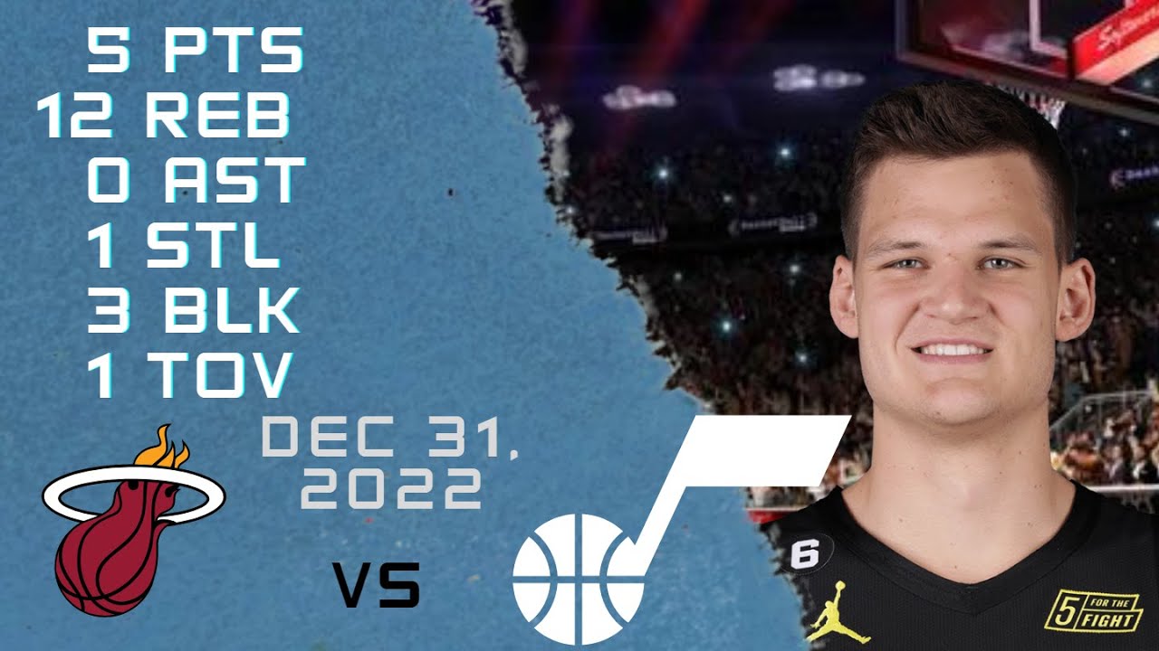 Walker Kessler NBA Player Highlights 31122022 JAZZ vs HEAT REGULAR