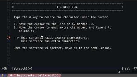 Helix Editor: Tutor 1.3: Deletion