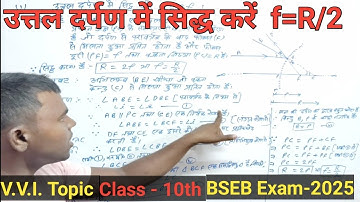 उत्तल दर्पण में सिद्ध करे f = r/2 BSEB Exam 2025 class 10th