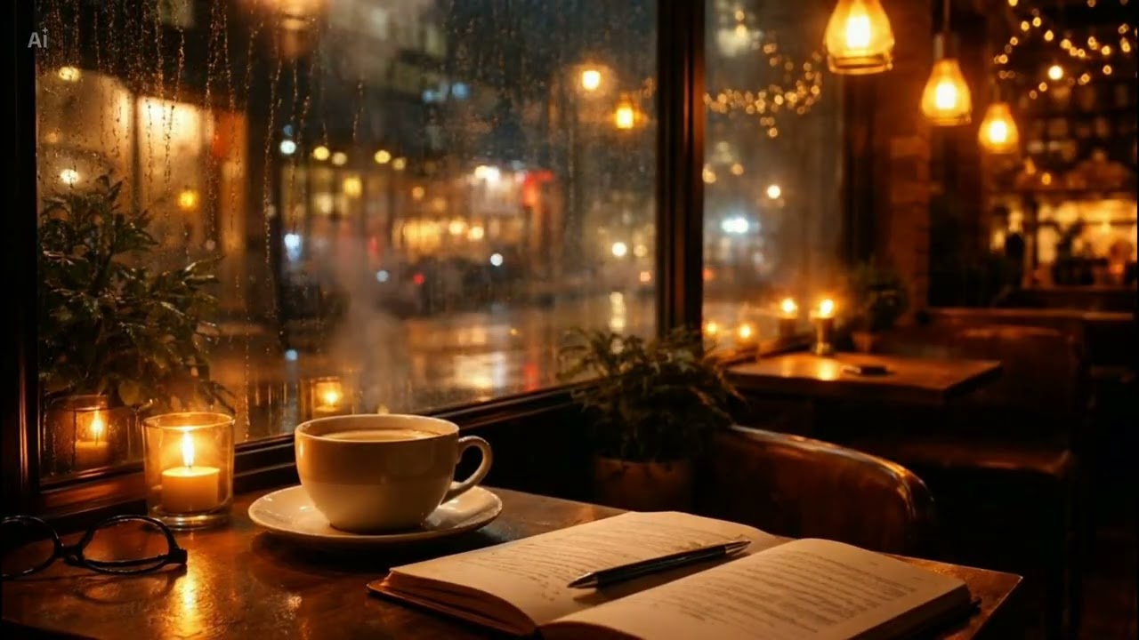 Cozy Rain Cafe ☕ 1 Hour of Calm Ambience for Study & Relax