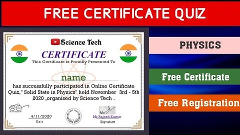Online Certificate Quiz l Physics Quiz l FREE CERTIFICATE QUIZ l SOLID STATE IN PHYSICS l FREE QUIZ