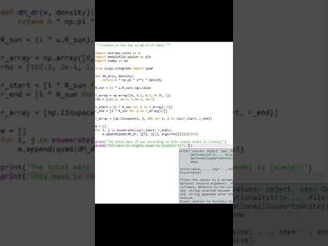 Using python to determine mass of the Sun for each layer #python #sun