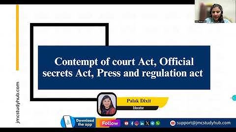 Contempt of Court, Official Secrets Act & Press and Regulation Act | Media Laws | Recorded Class