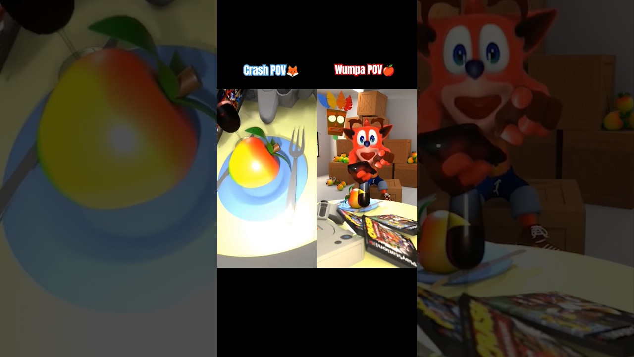 Crash and Wumpa Fruit Side-by-side comparison 