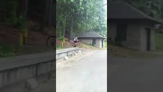 Guy rides bike down hill and faceplants