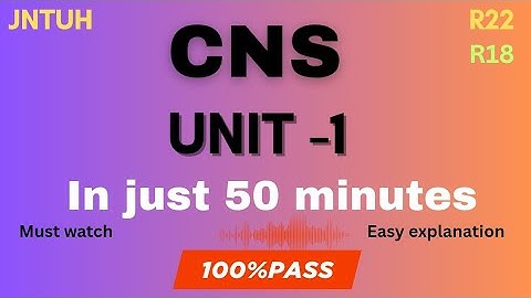 CNS unit1 | In just 50 minutes | 100% PASS | SIMPLE Explanation