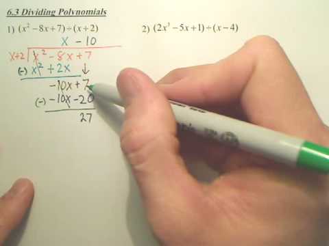 6.3 Dividing Polynomials - Algebra 2