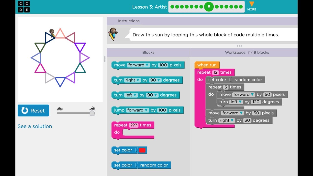 www.code  New  Code org  - Course 4  - Lesson 3 Artist