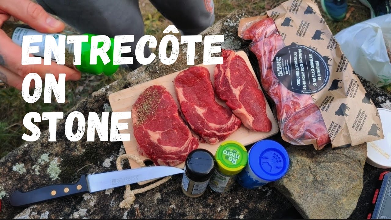 ASMR Outdoor Cooking in Spain | Argentinian Entrecôte & Chorizos on Hot Stone