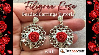 Filigree Rose Beaded Earrings with Beebeecraft | Valentine’s Day Beading