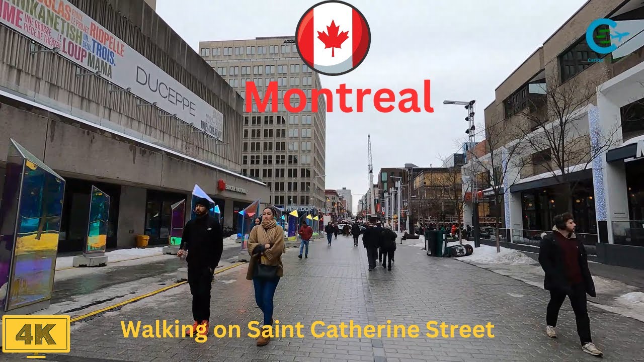 Walking Tour Montreal Saint Catherine Street 4K || Virtual Tour Saint ...