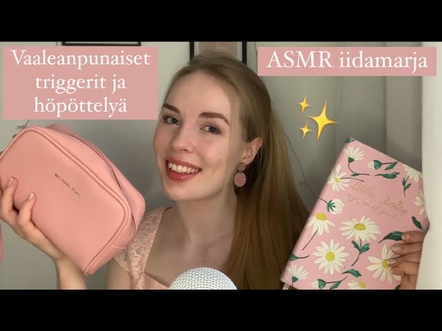 ASMR SUOMI 💕 Vaaleanpunaiset triggerit ja höpötystä 💗 naputtelua, korkkiääniä, lähikuiskauksia…