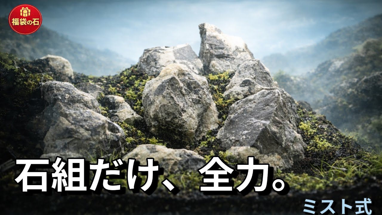 福袋の豆餅石で山岳レイアウト｜ミスト式・石組だけ全力