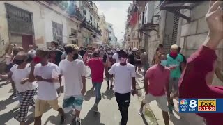 Hundreds turn out in Tampa to support Cuban protests