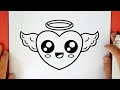 How to draw a cute heart with wings