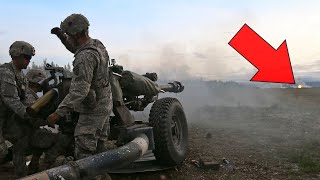 [Training] M119A3 Howitzers Sending Rounds in a Direct Mode Super Fun Direct Fire Dirll M119 105 Mm Howitzer