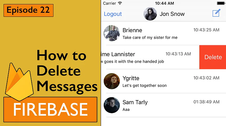 Swift: Firebase 3 - How to Swipe to Delete Messages in UITableView (Ep 22)