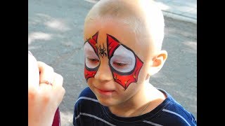 Человек  паук аквагрим маска /Spiderman face painting mask