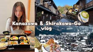 JAPAN vlog pt 3 | 2 days in Kanazawa & Shirakawa-go - foodie trip 🍣, Shirakawa-go snowy village ❄️