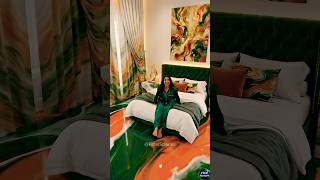 Luxurious Bedroom With Emerald Green And Orange Epoxy Flooring